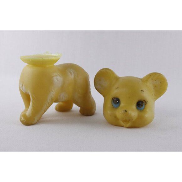 Vintage yellow rubber bear squeaky toy made in Taiwan old baby toy nursery decor - Picture 5 of 10